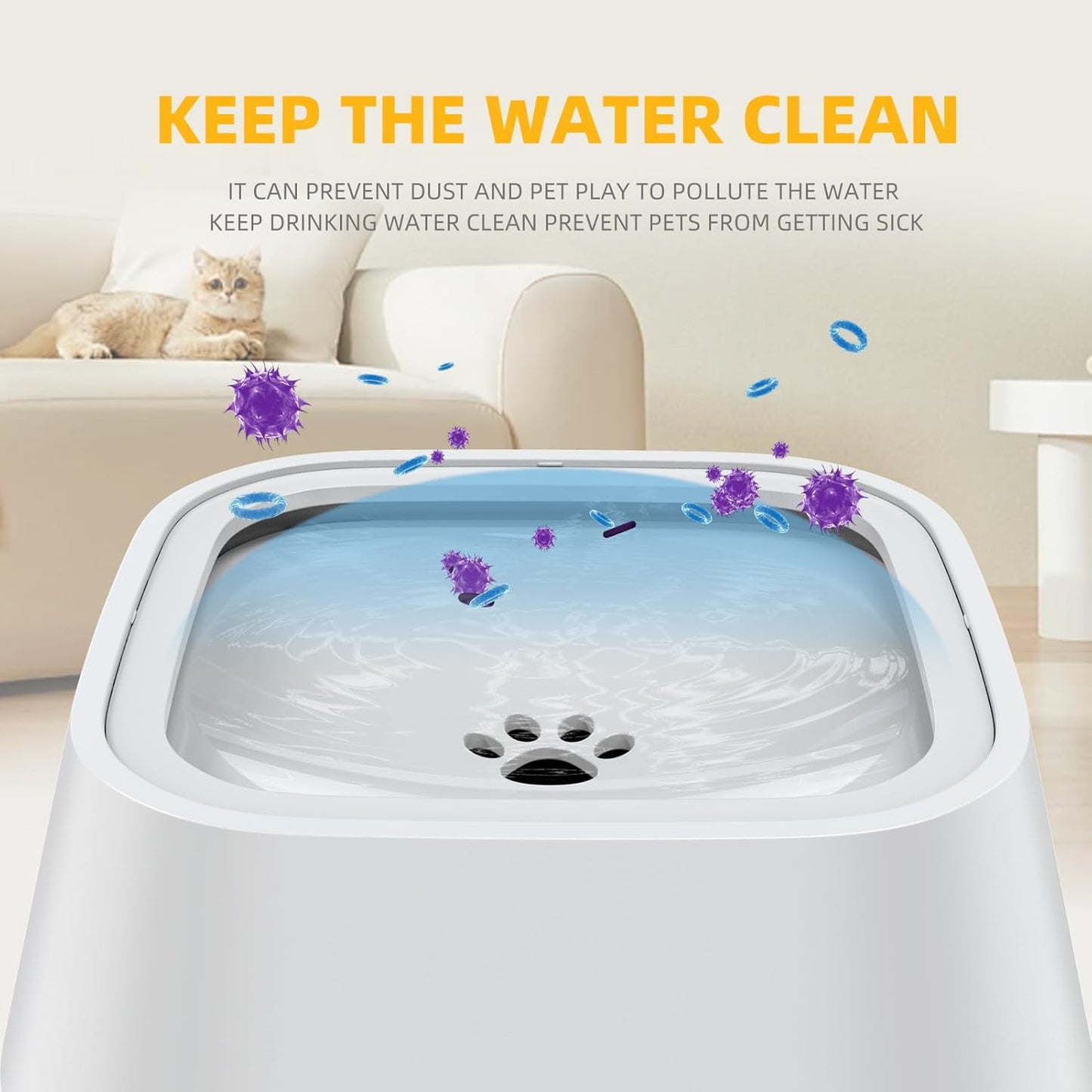 Dog Drinking Bowl, No-Spill Slow Feeder Water Bowl for Dogs and Cats with Floating Disk - Splash-Proof Design for Travel, Ideal for Small Dogs and Messy Drinker