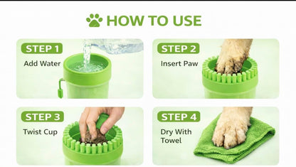 Dog Paw Cleaner Cup with Towel, Pet Paw Cleaner for Dogs & Cats, Portable Muddy Paw Washer with Soft Silicone Bristles, Deep Cleaning Paw Washer Cup (Blue)
