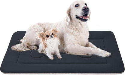 Large Dog Bed Soft Dog Crate Pad Mat 42 in Non-Slip Bottom Washable Dog Sleeping Mattress Pet Beds Cat Bed Kennel Pad, Dark Gray
