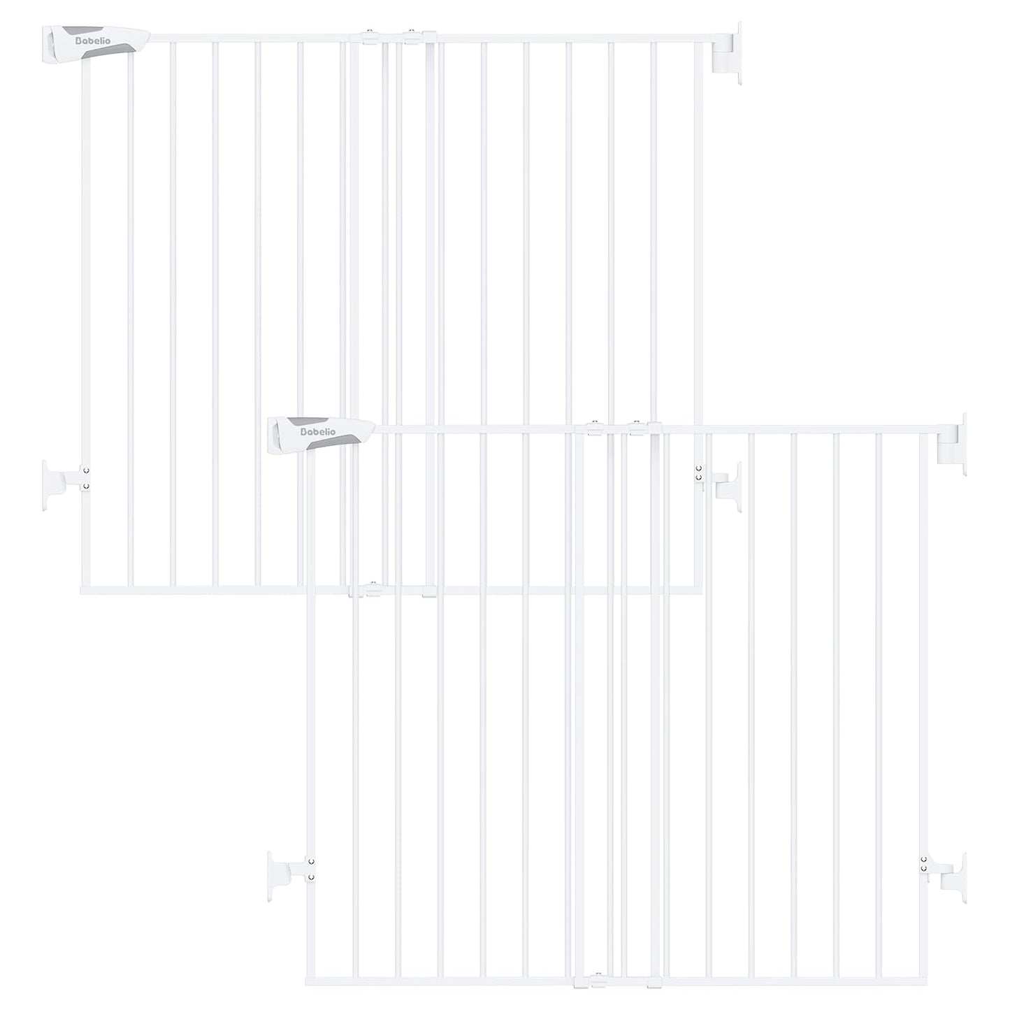 Babelio Baby Gate for Stairs, Kitchen & Doorways, 26-43" W 28" H No Bottom Bar| Easy Installation| One-Handed Operation| Auto-Close| Hardware Mount (Drill Needed) Safety Dog/Pet Gate Indoor (White)