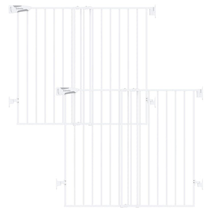 Babelio Baby Gate for Stairs, Kitchen & Doorways, 26-43" W 28" H No Bottom Bar| Easy Installation| One-Handed Operation| Auto-Close| Hardware Mount (Drill Needed) Safety Dog/Pet Gate Indoor (White)