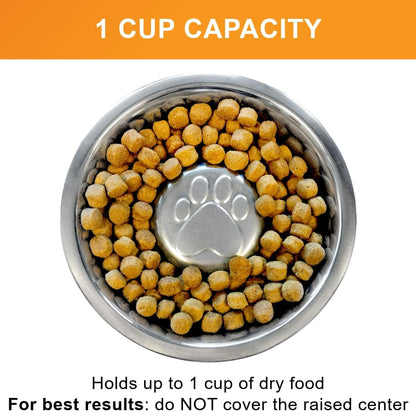 Neater Pet Brands Stainless Steel Slow Feed Dog Bowl for Fast Eating Large Breed, Metal Slow Feeder Dog Bowl Fits in Large Neater Feeders, for Puppy or Dogs (>40 lbs), 3 Cup Food Capacity