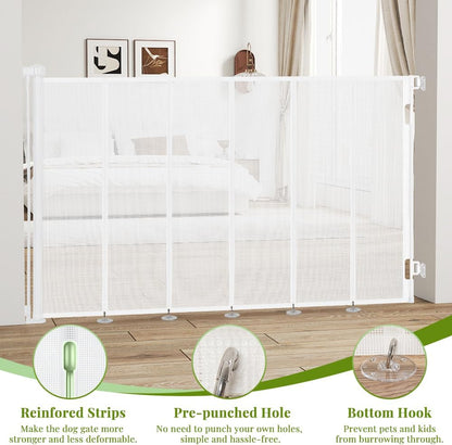 47" Extra Tall Retractable Baby Gates, Extends to 71" Wide, ExtraTall Retractable Safety Gate with Reinforced Strips, Retractable Tall Dog Gates for Doorways Mesh Baby Pet Gates Indoor, Grey