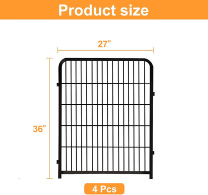 Getlay 36 in(H) Garden Fence, Wide Gate Low Threshold, 10 Panels Total 22.1 Ft(L) Heavy Duty Iron Animal Barrier Fence for Yard,Suitable for Indoor Or Outdoor Dog Fencing,Garden Border Fence