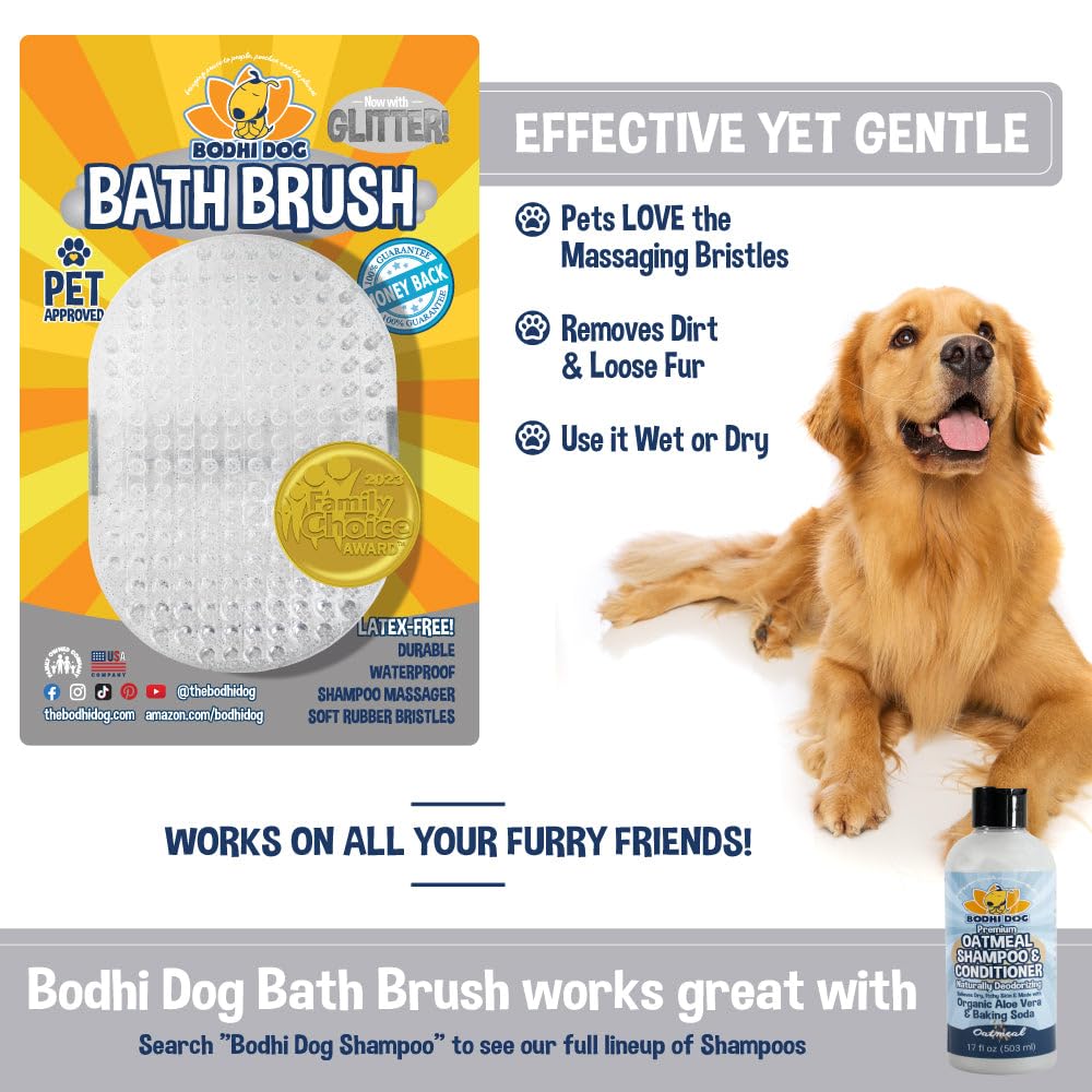 Bodhi Dog Shampoo Brush - Pet Grooming & Bath Supplies for Dogs and Cats - Bath Brush for Long & Short Hair - Premium Scrubber for Shower, Bathing & Massage (One Pack, Blue)