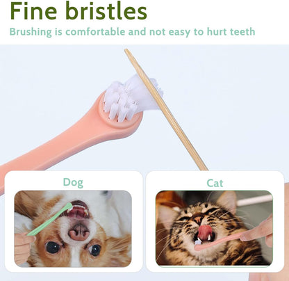 salbsever 4Pcs Dog Toothbrush Pet Toothbrush Soft Mini Cat Tooth Brush Puppy Tooth Brush, Travel Portable Mini Head Deep Clean Kit for Small Dog & Cat, Puppy, Kitten