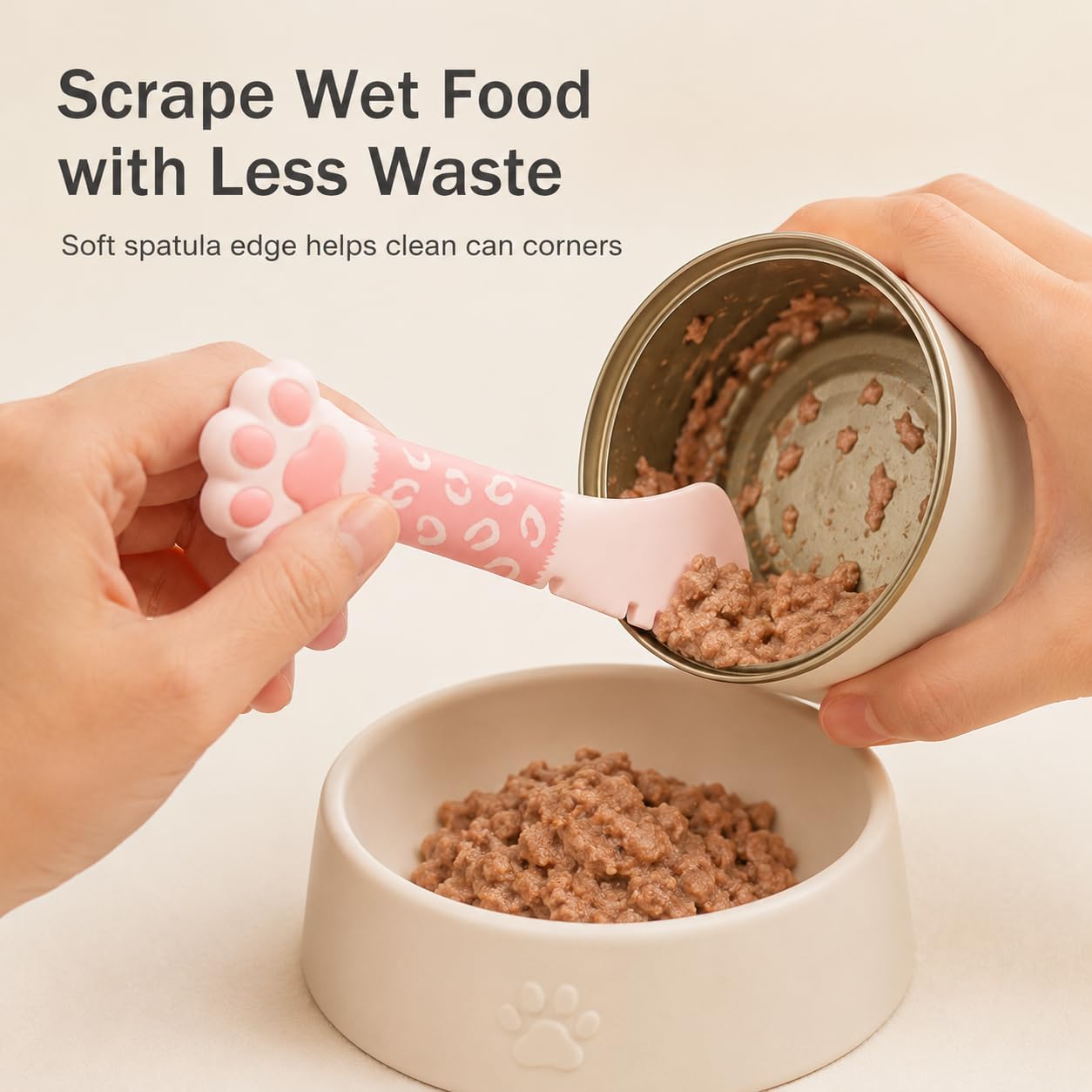 Meow&Woof Cover for Pet Can Food/Cat Wet Food Spoon/Lid for Dog Cans/Cute Paw Shape One Lid One Spoon Pack (Gray)