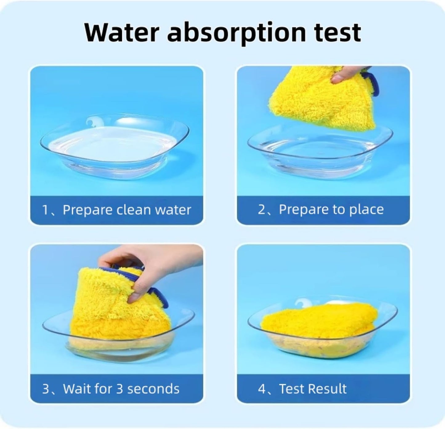 Microfiber Pet Drying Glove - Absorbent Dog & Cat Grooming Mitt, Quick Dry Bath Towel Glove for All Pets, One Size Fits All, 2 Pack (Blue/Yellow)