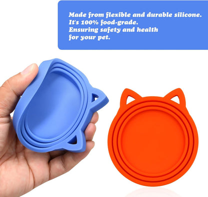 4 Pack Pet Food Can Cover Silicone Food Can Lids,Universal BPA Free, One Fit Most Standard Size Food Cans