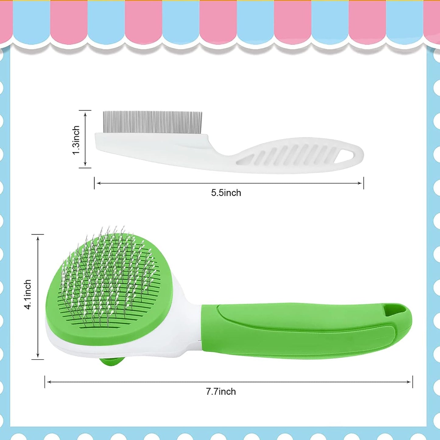 Cat Brushes for Indoor Cats, Dog Brush for Shedding with Metal Cat Comb, Self Cleaning Pet Hair Brush with Release Button for Grooming Kitten(Pink)