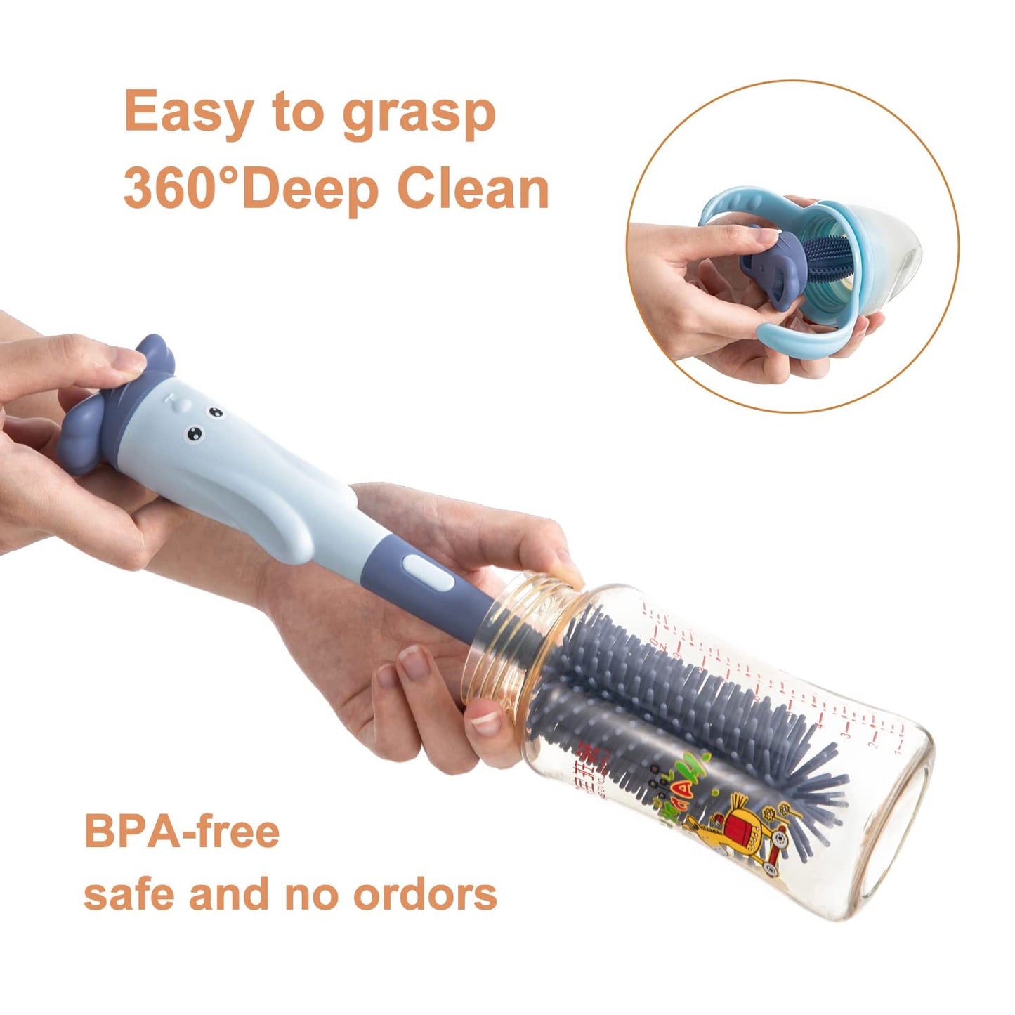 Chemimoso Cup Cleaning Brush, Silicone Baby Bottle Brush with Stand, Large Handle Water Bottle Brush Cleaner Set, with a Tiny Cup Lid Gap Cleaning Brushes Kit, Pawprint, Pink