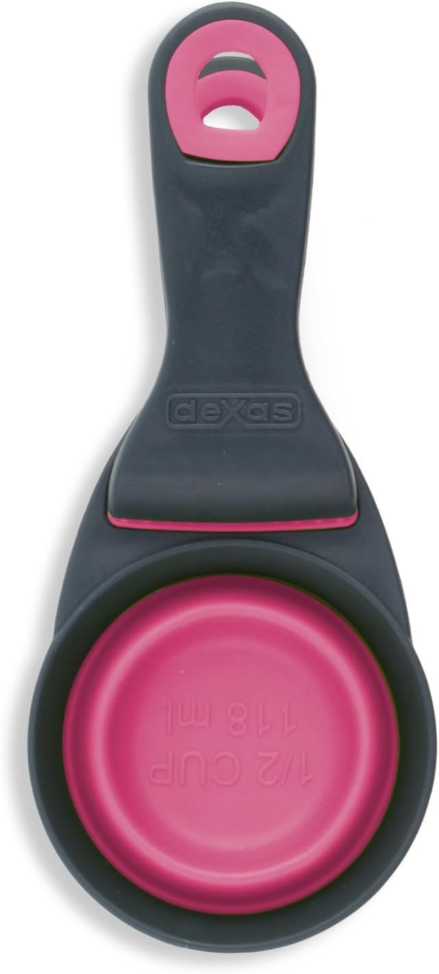 Dexas Pets Collapsible KlipScoop Collapsible Dry Dog Food Scoop and Dog Food Bag Clip, 1 Cup Capacity, Pro Blue