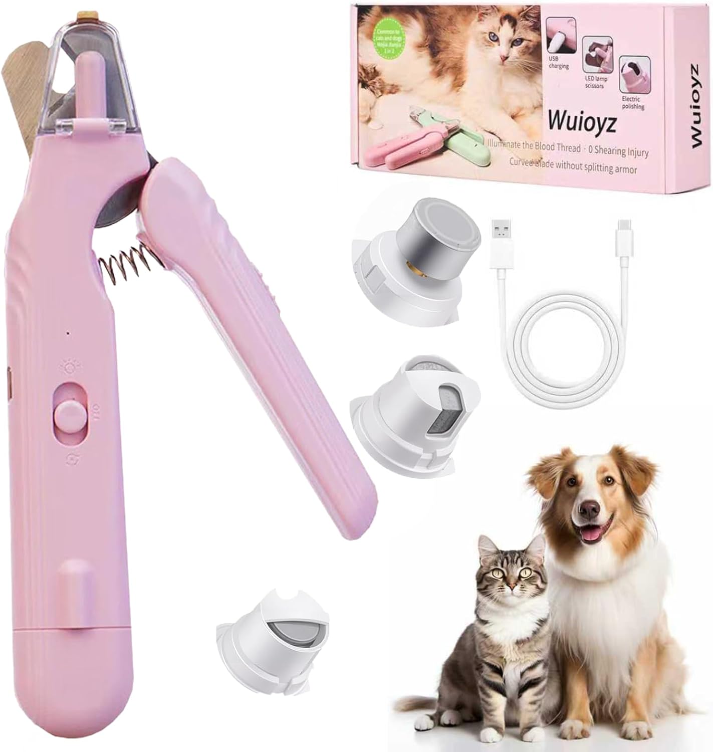 2-in-1 Dog Nail Grinder &Dog Nail Clippers with Light，Cat Nail Clippers ，Ultra-Quiet, USB Rechargeable, Multiple Grinding Methods, and Splash Guard for Large Medium Small Dogs Cats Pets(Green)