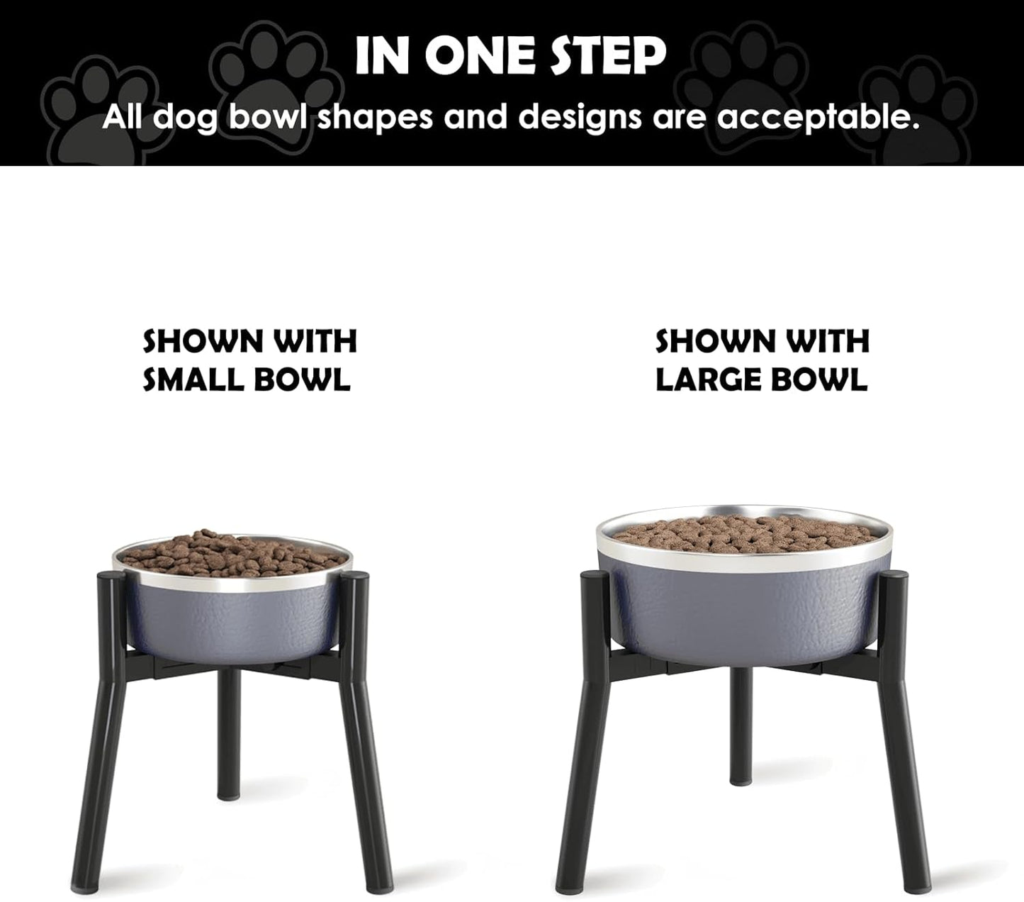 SHAINFUN Raised Dog Bowl Stand for Large Dogs 11" Height Adjustable Width 7-10.6" Single Tall Elevated Dog Bowls Stand, Food & Water Feeder Holder for Large Breeds (Bowl Not Included)