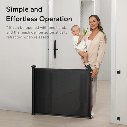 Momcozy Retractable Baby Gate, Mesh Baby Gate or Mesh Dog Gate, 33" Tall,Extends up to 71" Wide, Child Safety Gate for Doorways, Stairs, Hallways, Indoor/Outdoor