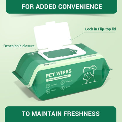 32 PCS Unscented Extra Thick Pet Bathing Wipes for Dogs & Cats, Dog Wipes Washing Gloves, Cleaning & Deodorizing Grooming Gloves for Daily Care and Traveling with EDI Water, Glycerin, Aloe Extract