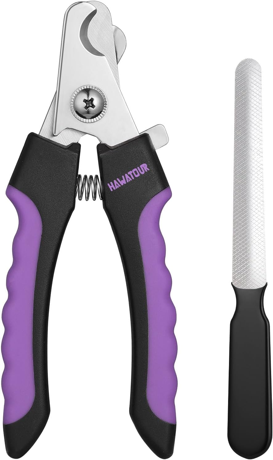 HAWATOUR Dog Nail Clippers, Classic Dog Nail Trimmers with Safety Guard to Avoid Over Cutting, Razor Sharp Blade with Nail File for Pets Large Dogs, Red