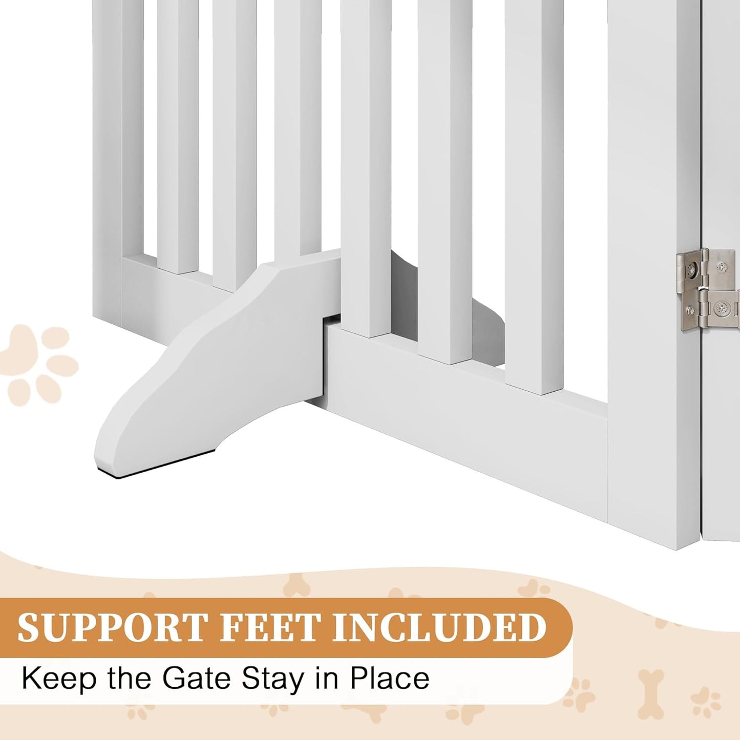PUPETPO 24”H Freestanding Wooden Pet Gate, Dog Gate for Stairs, Doorways, and Hallways, Step Over Foldable Pet Fence for Indoor Use, Support Feet Included, 60 inch Wide 3 Panels, Grey