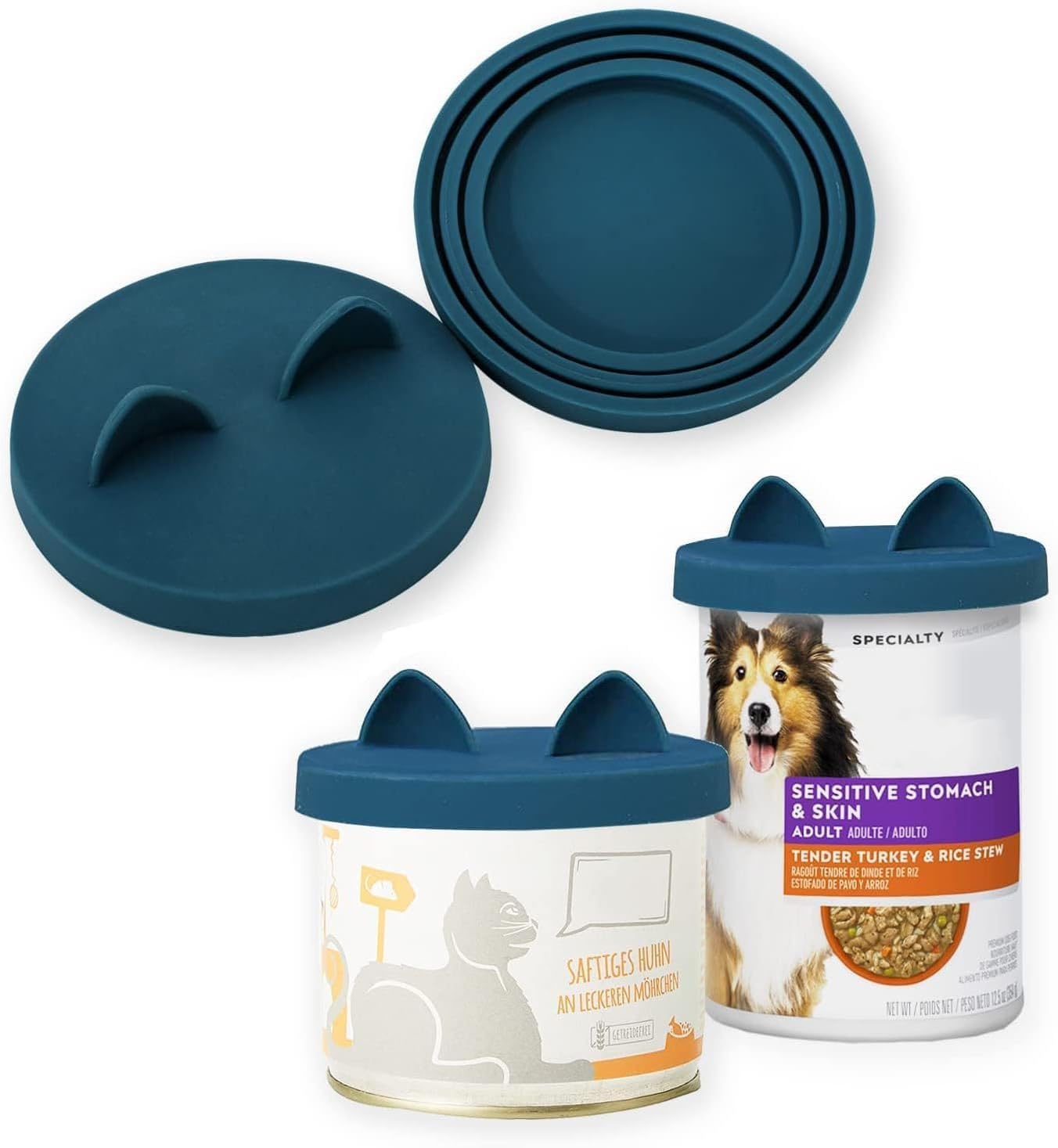 OHMO 2 Pack Dog Food Can Lids, (3, 12, 14oz etc.) Universal Size BPA Free Silicone Covers for Cat and Pet Food, Light Green