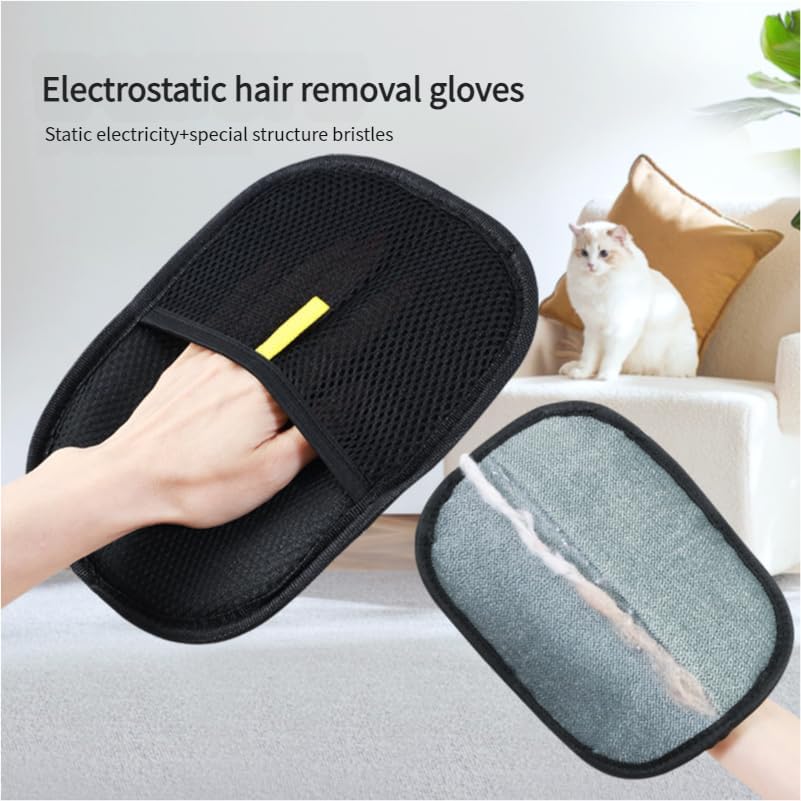 4Valley Electrostatic Pet Hair Removal Glove – Reusable Dog & Cat Hair Remover for Furniture, Couch, Carpet, Clothes, Car Seats & Pet Beds – Washable Static Fur Cleaning Glove