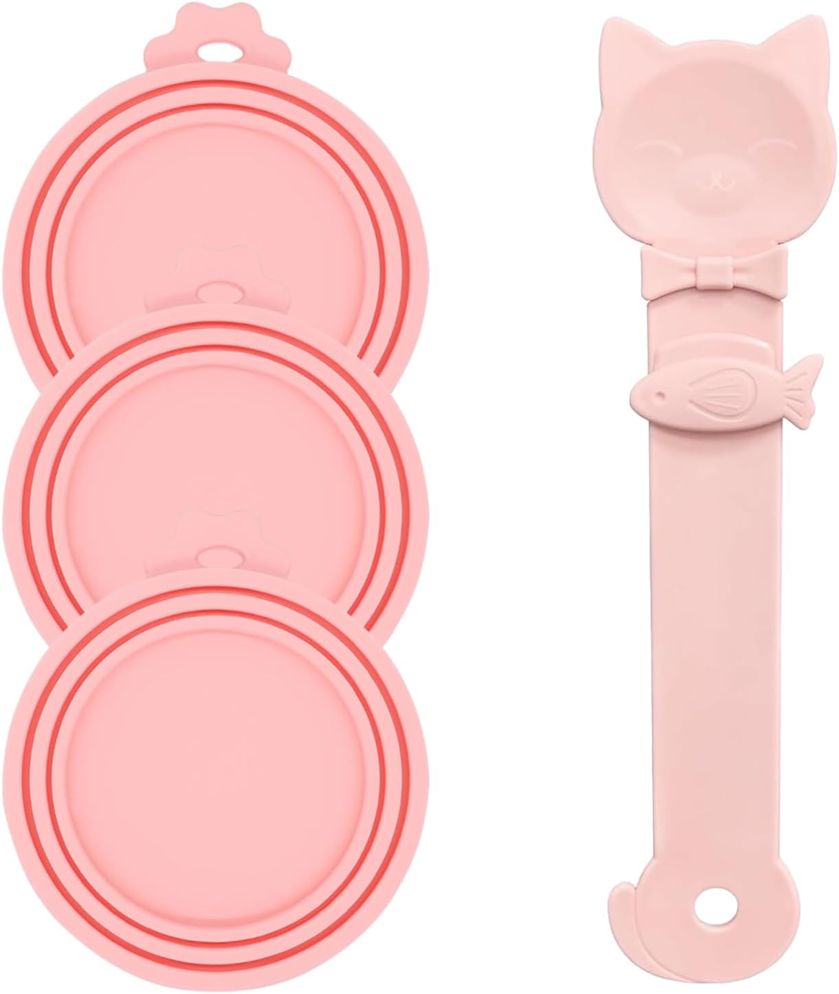 Pet Can Opener & 3 Pcs Cat Food Can Lids | Universal BPA Free Silicone Covers & Multi-Function Wet Food Spoon for Cat and Dog Food(Dark Blue)