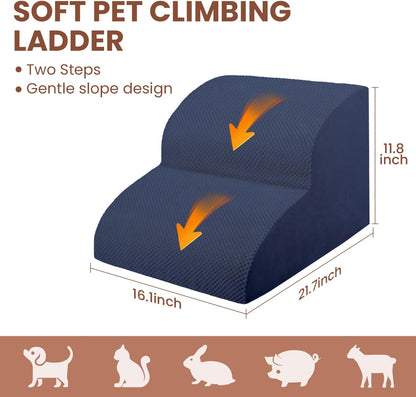 Dog Stairs for Small Dogs, 3 Tiers High Density Foam Dog Ramp, Extra Wide Non-Slip Pet Steps for High Beds Or Couch, Soft Foam Doggie Ladder for Dogs Injured, Older Pets, Small Cats