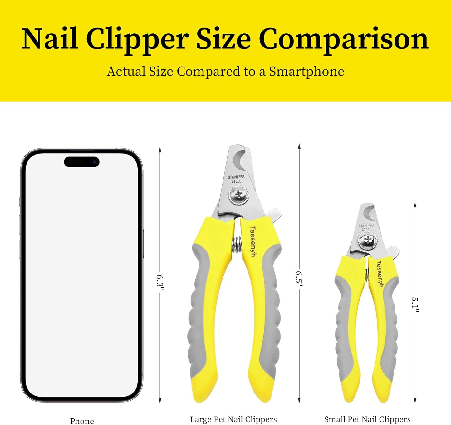Professional Dog Nail Trimmers, Dog Nail Clippers for Large & Medium Dogs, Cats, and Pets, with Safety Lock and Protective Guard, 6.5 Inches