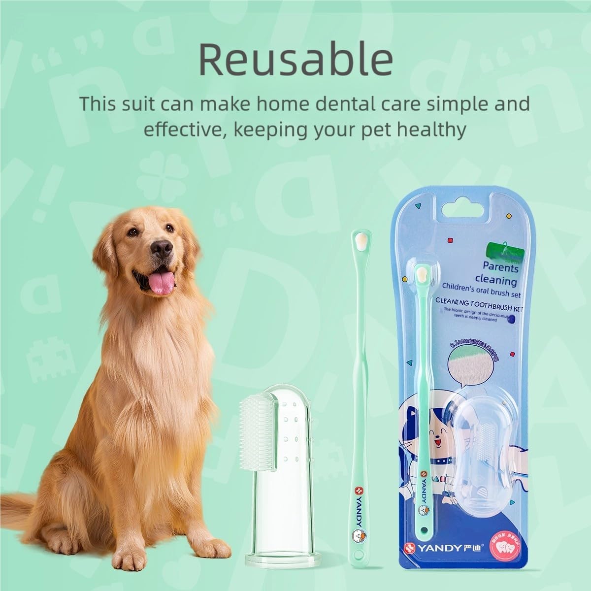 YANDY Dog Toothbrush,Pet Finger Tooth Brush,360 Degree Pet Tooth Brushing Kit,Cat Toothbrush, Canine Dental Care & Teeth Cleaning Kit