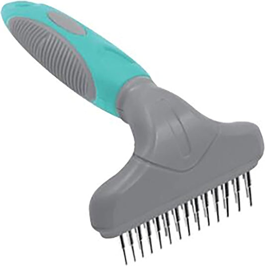 GROOMER ESSENTIALS Dematting Brush for Dogs, Double Row Undercoat Fur Rake, Effective Deshedding Rake for Thick Coats, Professional Pet Grooming Tool