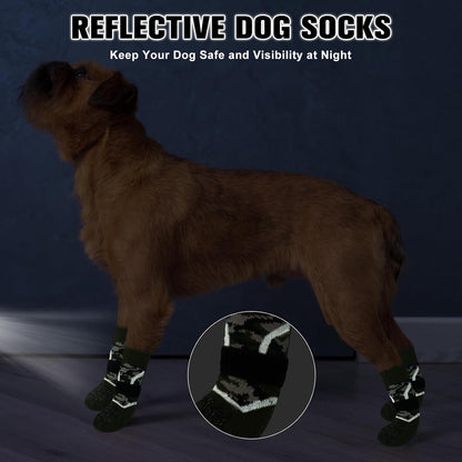 BEAUTYZOO 6PCS Dog Socks to Prevent Licking Paws, Anti Slip Dog Shoes for Hot Pavement Hardwood Floors, Traction Control Toe Grips Boots & Paw Protectors for Small Medium Large Senior Dogs, Grey S
