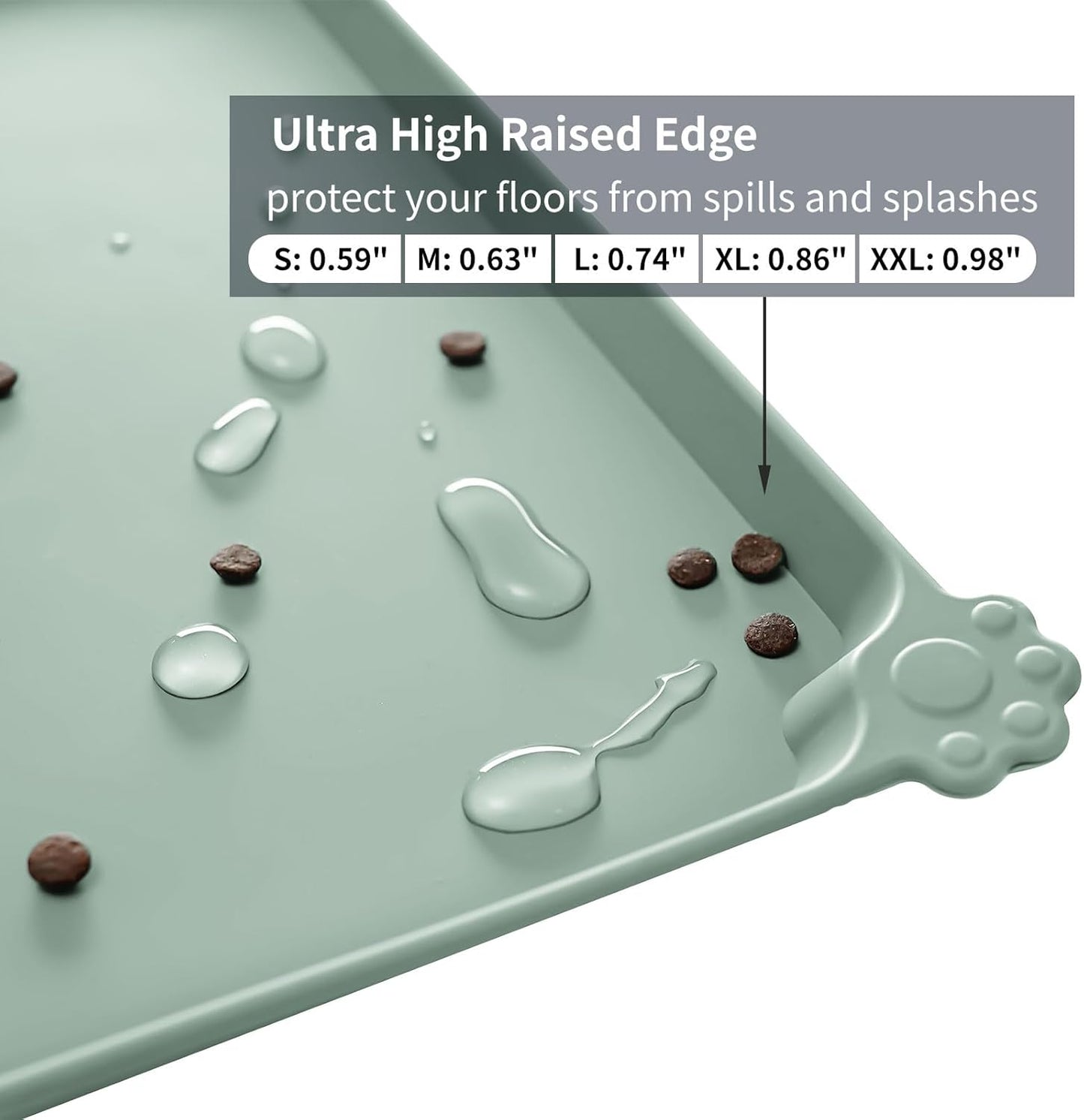 Reopet Waterproof Pet Feeding Mat, Non-Slip Silicone Placemats for Dog Cat Food and Water Bowl, High Raised Edges to Prevent Spills and Protect Floors