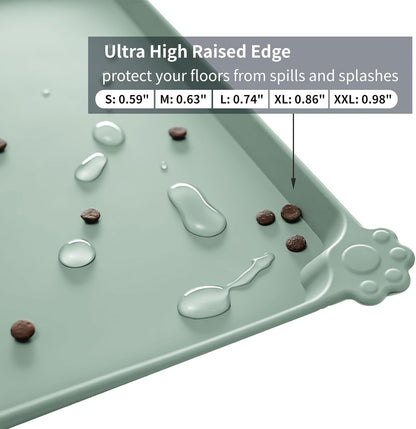Reopet Waterproof Pet Feeding Mat, Non-Slip Silicone Placemats for Dog Cat Food and Water Bowl, High Raised Edges to Prevent Spills and Protect Floors