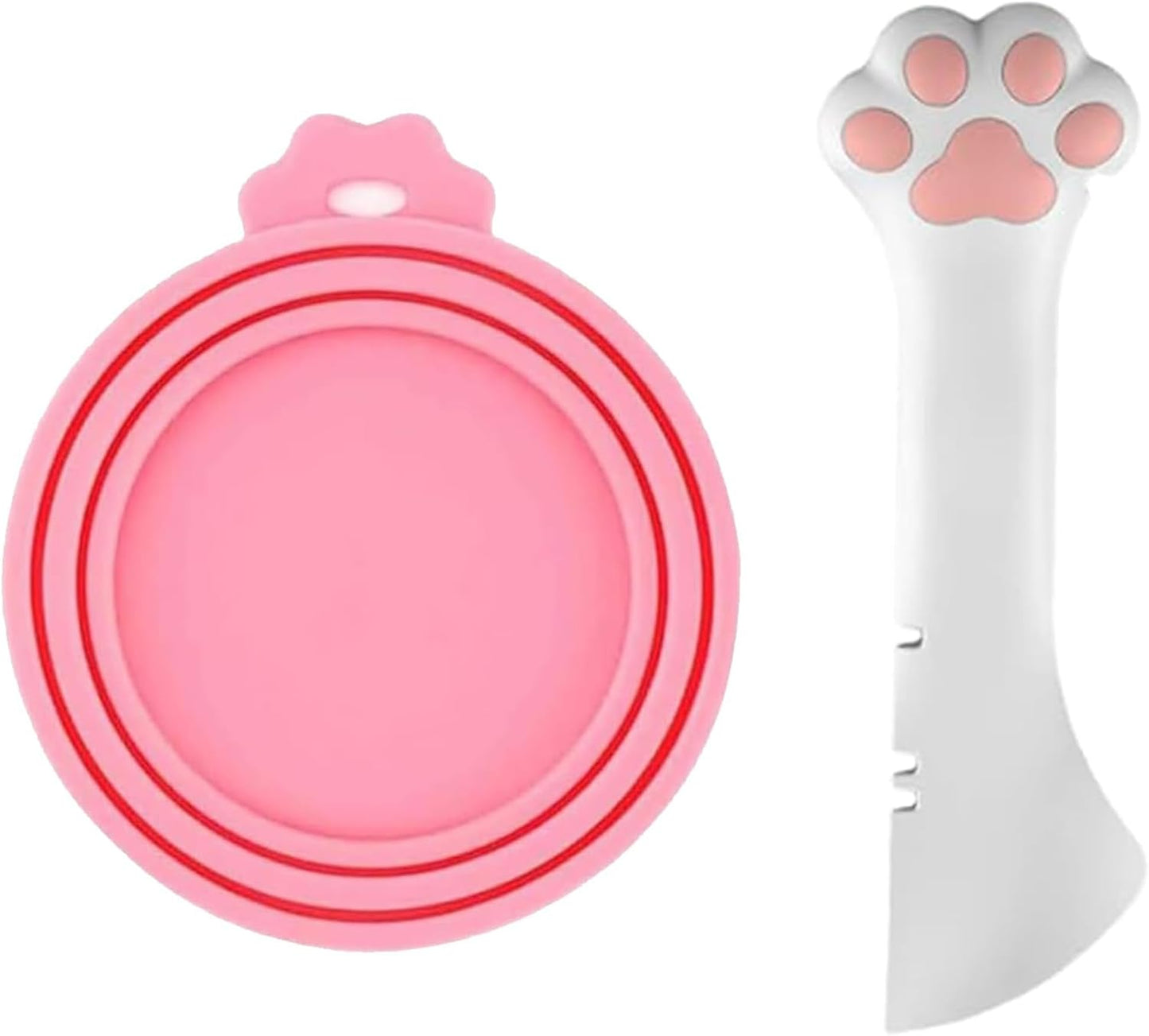 Pet Food Can Lids And Spoon,Pet Food Can Covers, One Fit 3 Standard Size Cans,For Dog And Cat Food Cans,Pink