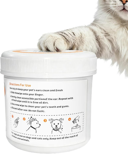 Dog Dental Wipes and Dog Teeth Cleaning Wipes, Puppy Tooth Brushing Kit Alternative for Dental Wipes for Dogs Teeth and Cat Tooth Brush Use, Non Woven Lick Safe No Rinse, 50 Count