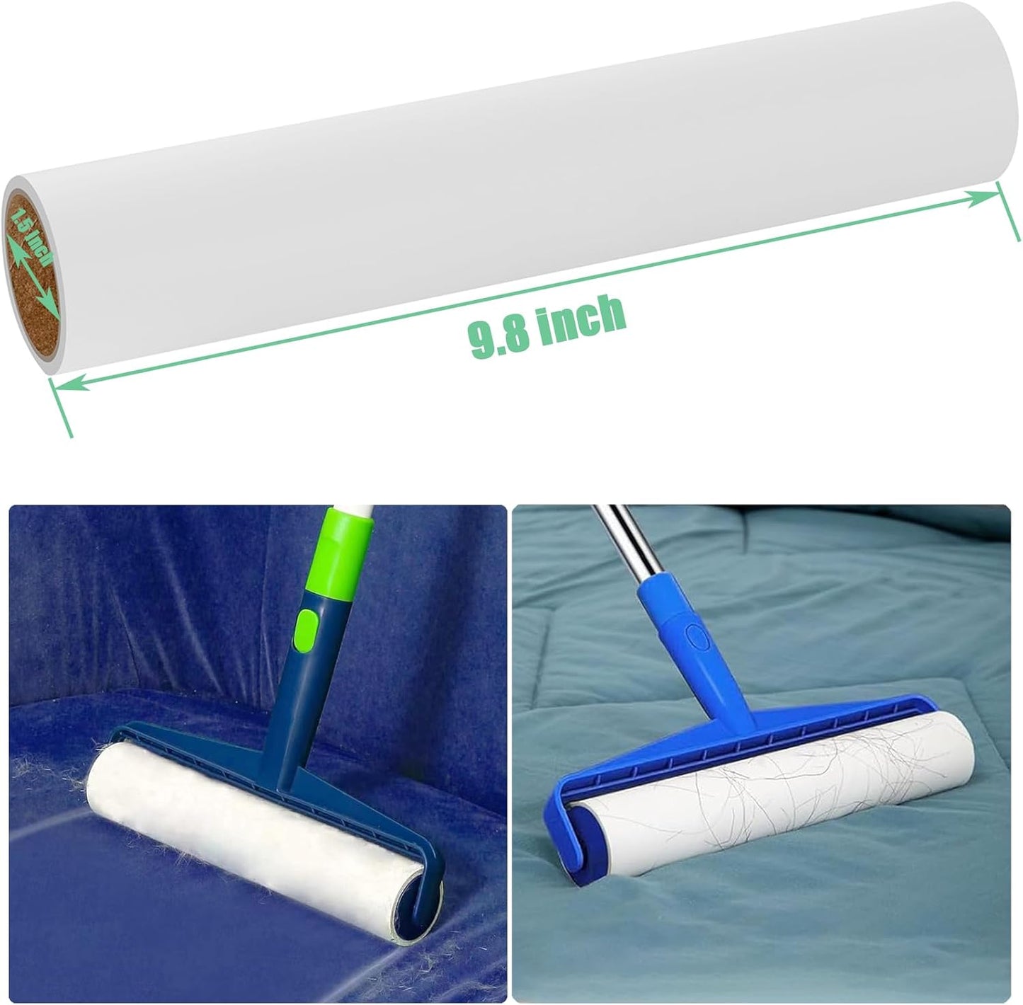 7.5 inch Lint Roller Refills Only, Pet Hair Remover Refills for Clothes Carpet Floor Couch, Extra Sticky Lint Brush Roller Refills, Pack of 5 Rolls, Total 300 Sheets (7.5'' Wide)