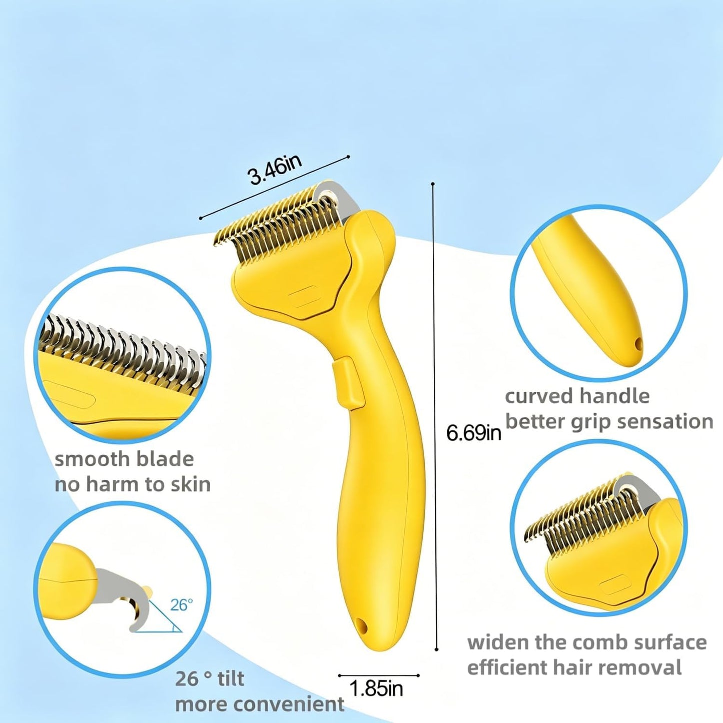 Undercoat Rake for Dogs & Cats, Dematting Deshedding Brush with Release Button, Professional Grooming Comb for Long-Haired Pets, Shedding Tool Removes Matted Fur & Loose Hair