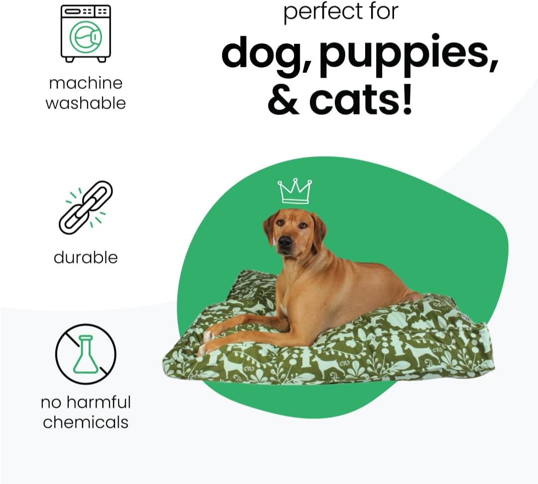 Molly Mutt Medium to Large Dog Bed Cover- Forever Young Print - Measures 27”X36”X5’’ - 100% Cotton - Durable - Breathable - Sustainable - Machine Washable Dog Bed Cover (Dd82b)