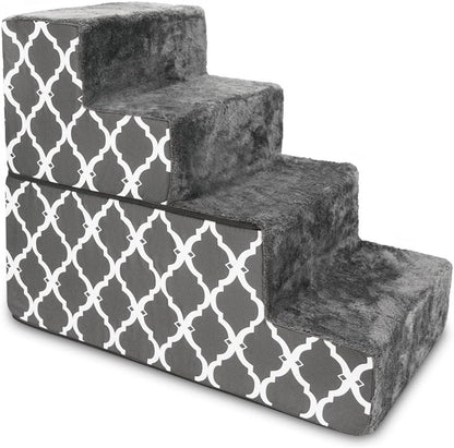 Best Pet Supplies Dog Stairs & Steps - Foam Steps for Small Dogs & Cats, Non-Slip Indoor Balanced Pet Step Support, Dog Ramp, No Assembly, Ash Gray Linen, 2-Step (12-inch Height)