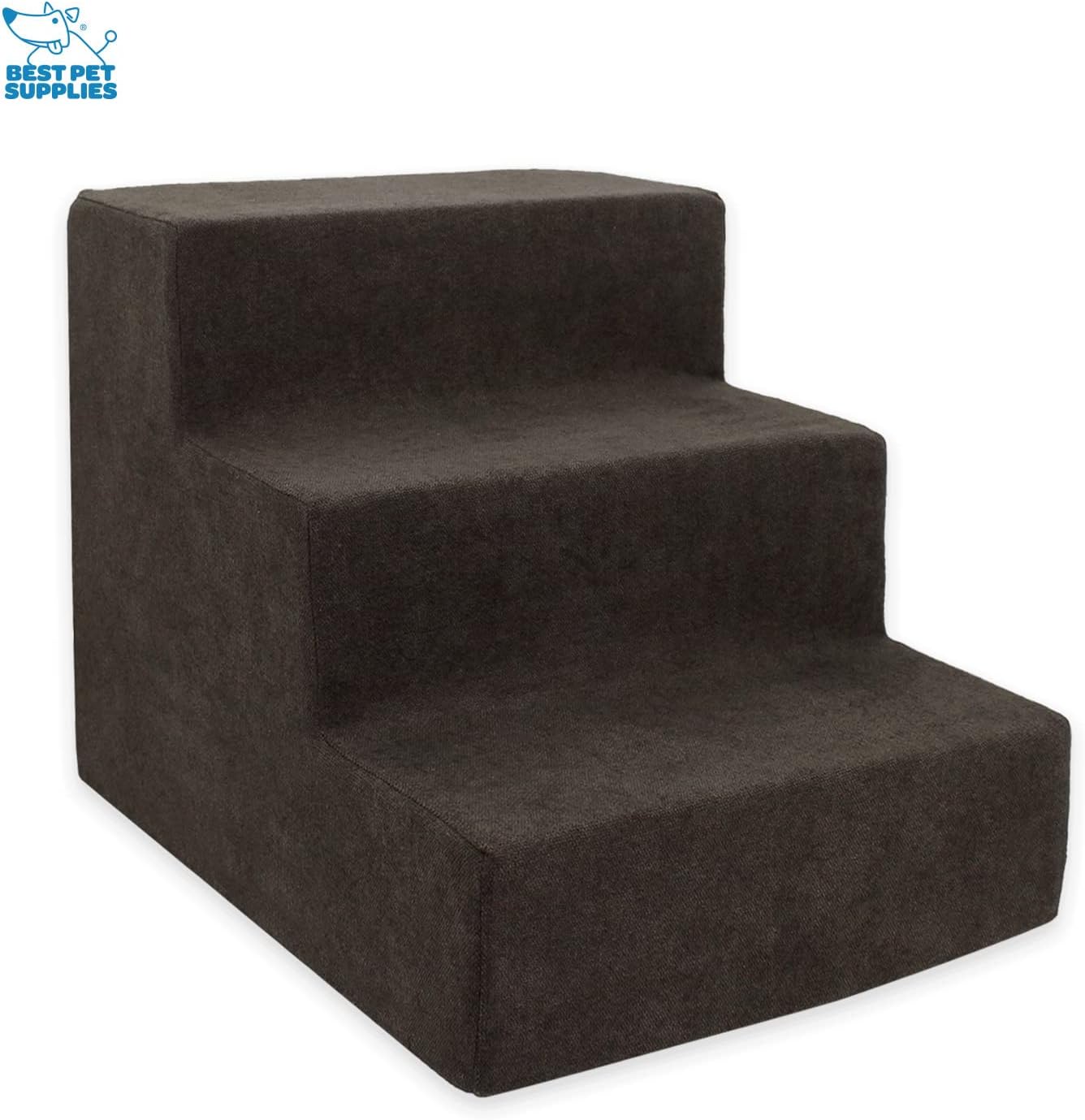Best Pet Supplies Dog Stairs & Steps - Foam Steps for Small Dogs & Cats, Non-Slip Indoor Balanced Pet Step Support, Dog Ramp, No Assembly, Ash Gray Linen, 2-Step (12-inch Height)
