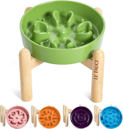 LE TAUCI Dog Bowls Slow Feeder Ceramic, 1.5 Cup Slow Feeding Bowl for Small and Medium Breed, Puzzle Dog Food Bowl for Fast Eater, Maze Purple