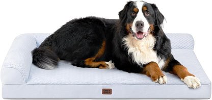 EHEYCIGA Orthopedic Dog Bed Medium Size Dogs, Memory Foam Dog Bed with Washable Removable Cover, Waterproof Pet Sofa Couch for Crate with Nonskid Bottom, 30x20x6, Grey