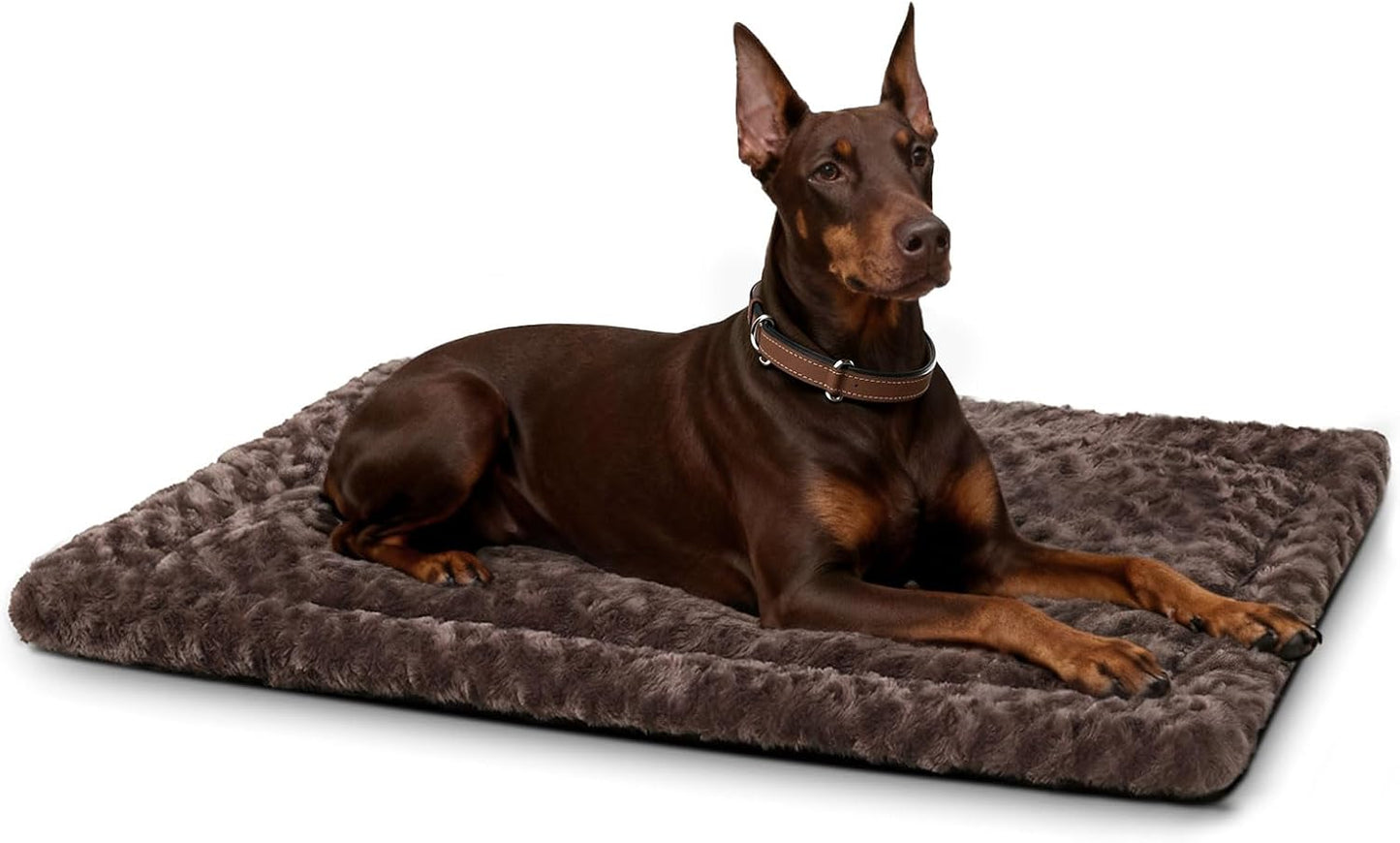 Washable Dog Bed Mat Ultra Soft Dog Crate Pad Comfy Fluffy Pet Kennel Beds Sleeping Mattress for Large Jumbo Medium Small Dogs, 36 x 23 Inch, Gray