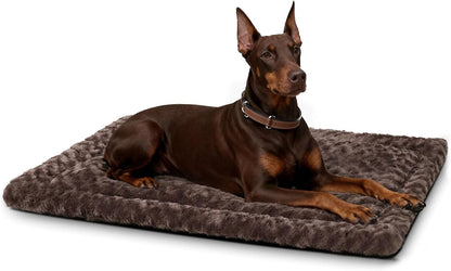 Washable Dog Bed Mat Ultra Soft Dog Crate Pad Comfy Fluffy Pet Kennel Beds Sleeping Mattress for Large Jumbo Medium Small Dogs, 36 x 23 Inch, Gray