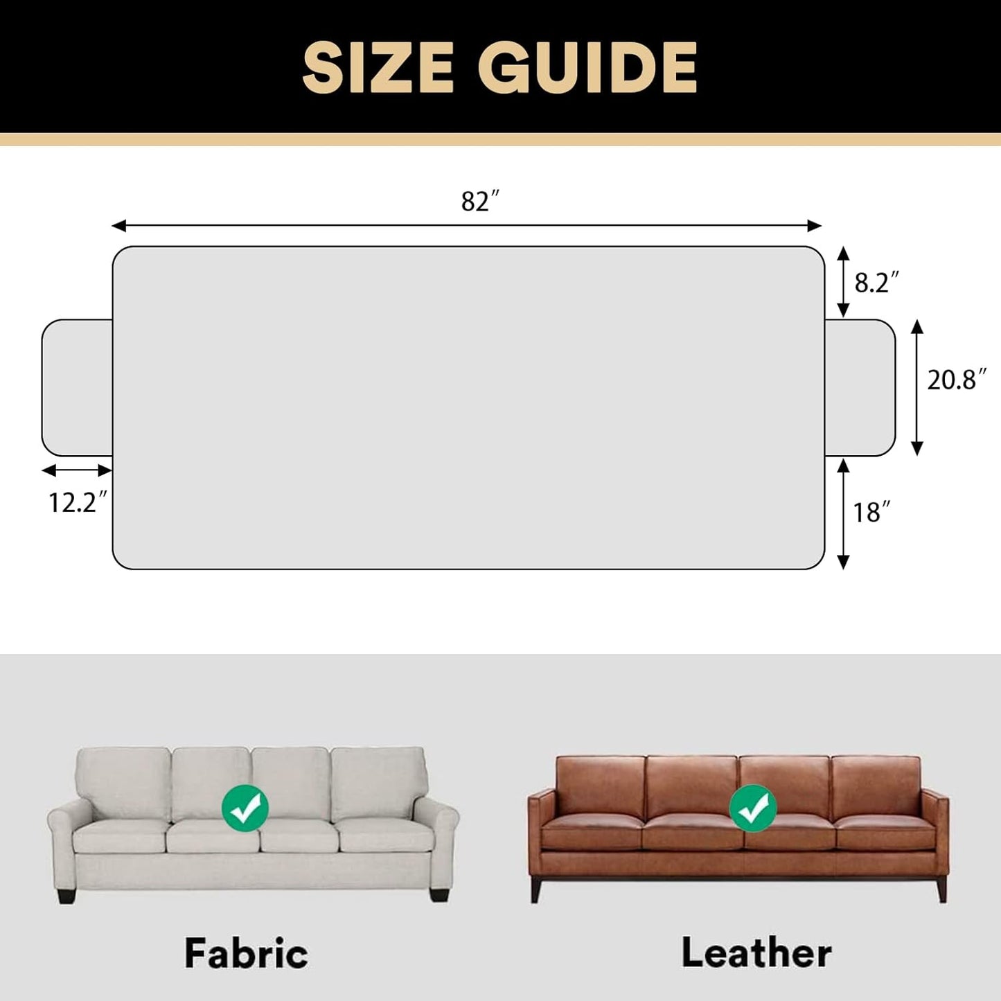 PrinceDeco 100% Waterproof Couch Cover for 3 Cushion Couch Sofa Pet Friendly Non-Slip Couch Cover for Dogs Washable Water Resistant Furniture Protector with Elastic Straps(Sofa 68", French Oak)