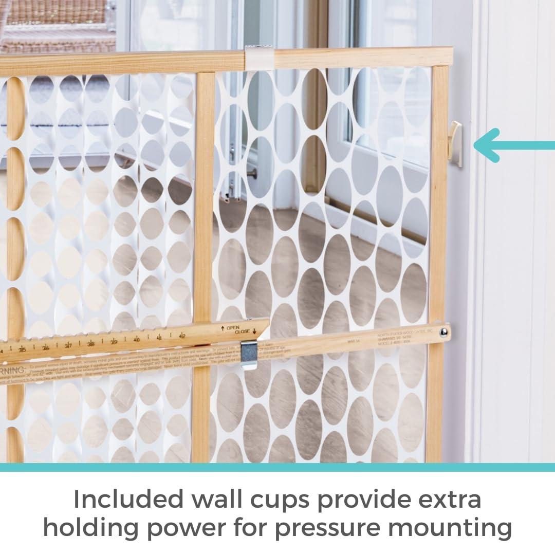 Toddleroo by North States - Quick-Fit Oval Mesh Wooden Baby Gate: Pressure Mounted Baby Gate for Doorways - Adjustable 26.5 to 42 Inches Wide - 23 Inches Tall