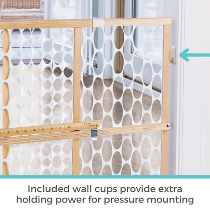 Toddleroo by North States - Quick-Fit Oval Mesh Wooden Baby Gate: Pressure Mounted Baby Gate for Doorways - Adjustable 26.5 to 42 Inches Wide - 23 Inches Tall
