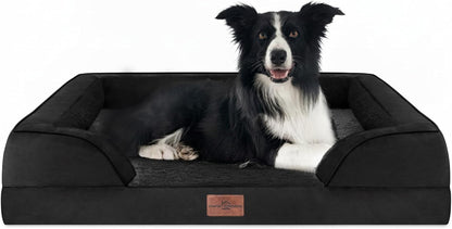 Comfort Expression Orthopedic Dog Bed for Extra Large Dogs 42x30 Inch, Waterproof Egg Crate Foam XL Pet Bed with Removable Bolsters, Dog Couch with Washable Cover & Non-Slip Bottom, Grey - Colors B