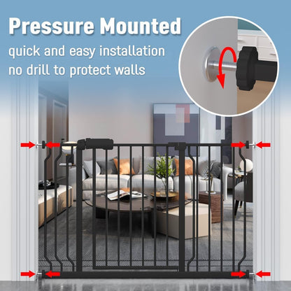 ALLAIBB Extra Wide Pressure Mount Baby Gate Auto Close Metal Child Dog Pet Safety Gates with Walk Through for Stairs,Doorways,Kitchen and Living Room (62.02-66.93"/158-170cm)