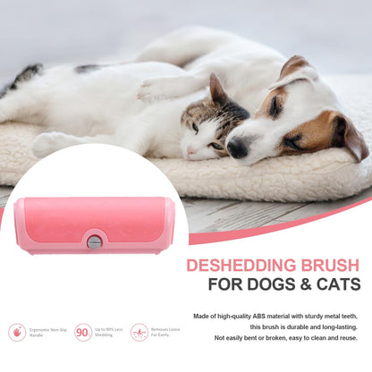 Dog & Cat Deshedding Brush, Undercoat Grooming Tool for Short to Medium and Double Coats, Detachable Metal Shedding Blade, Ergonomic Non-Slip Handle, Black