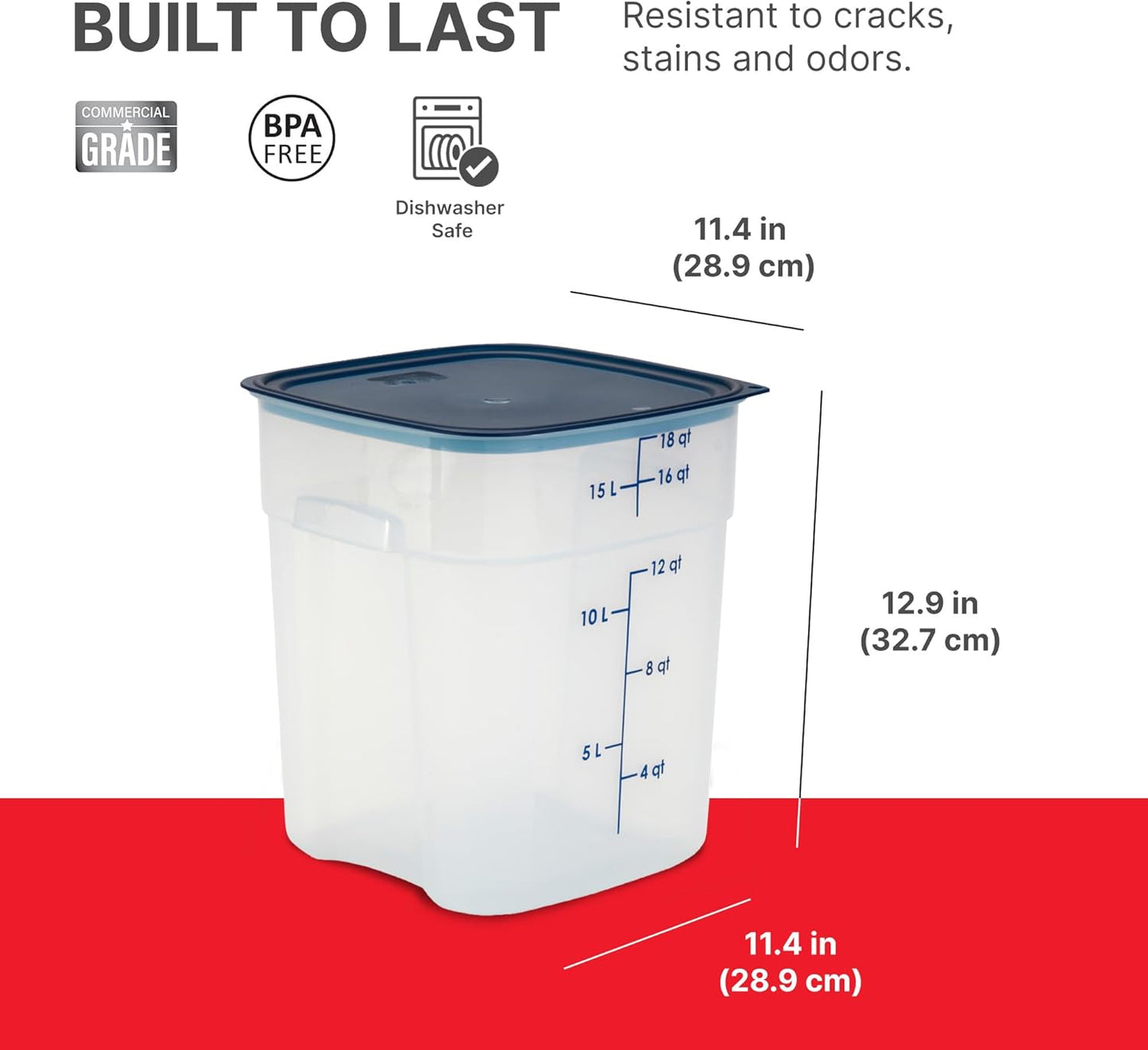 Cambro FreshPro 12 Quart (QT) Food Storage Container with Lid (Restaurant Grade) - for Food Prep, Commercial Kitchen, Pet and Dog Food Container (Translucent)